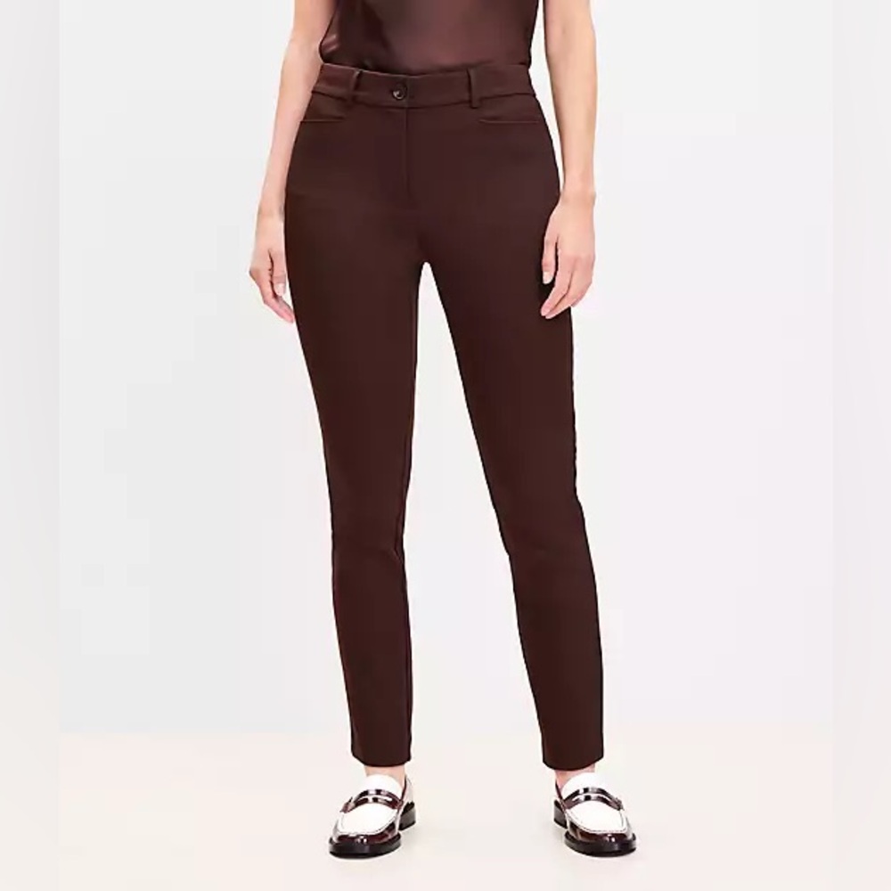 NWT Loft Outlet Skinny Ankle Mid-Rise Brown Pants